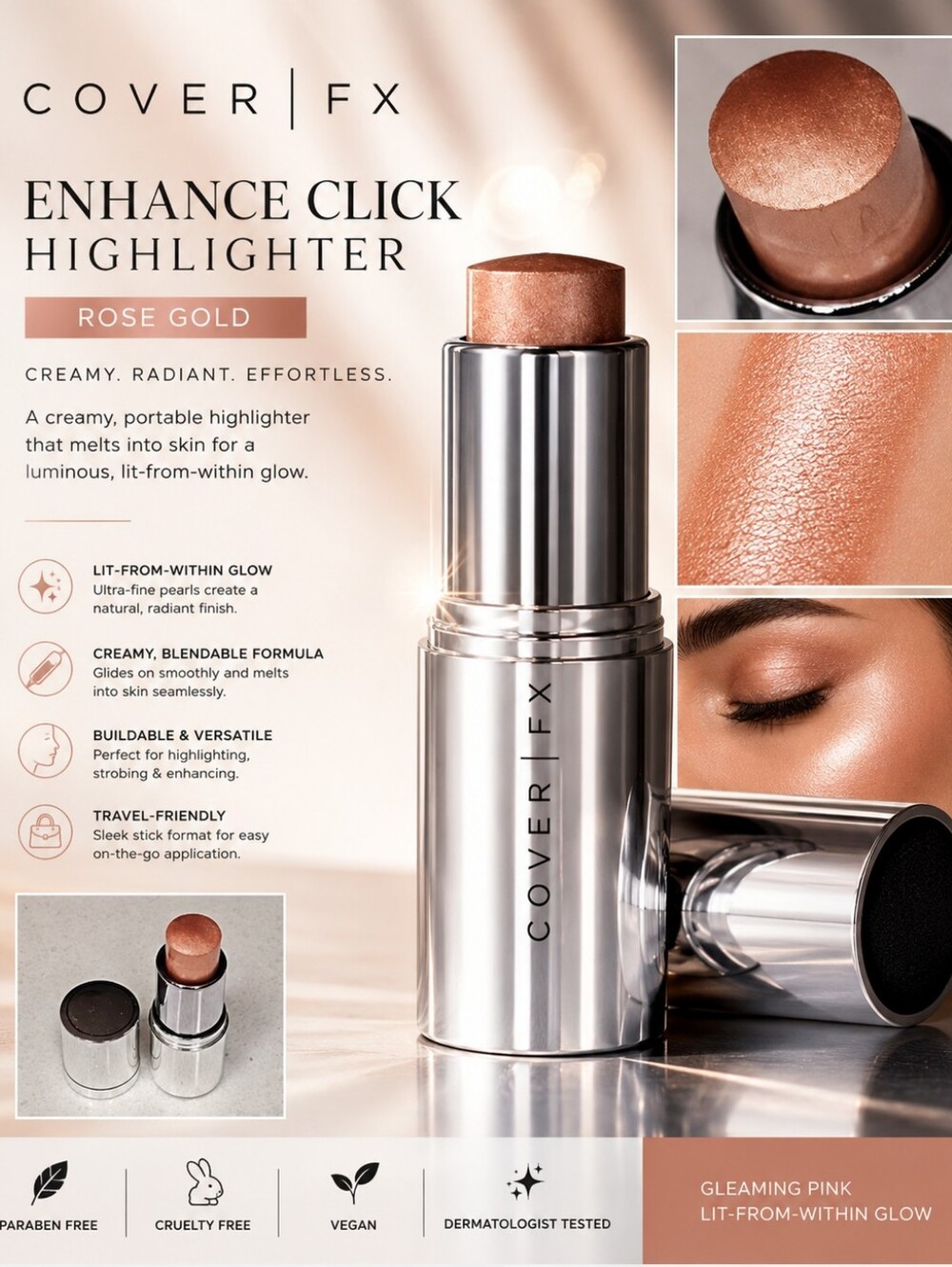 Cover FX Enhance Click Highlighter - Rose Gold